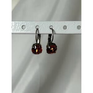 Cute Silver Crystal Lever Back Earrings
